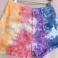 Upcycled Denim Tie Dye High Rise Shorts, Size 25”
