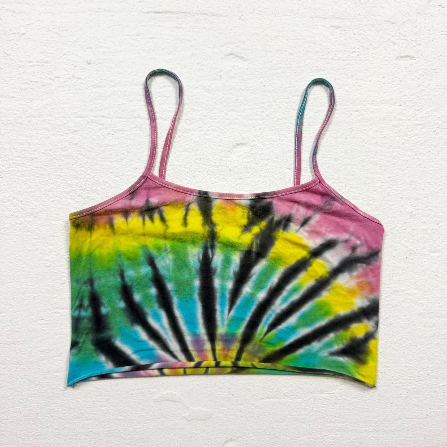 Secondhand No Boundaries Rainbow Tie-Dye Crop Tank Top, Size Small