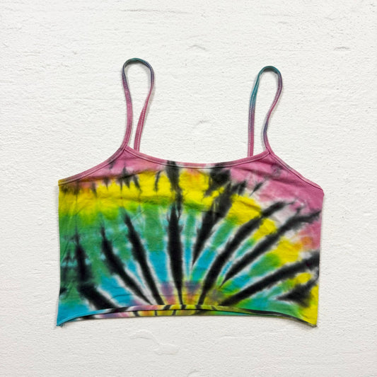 Secondhand No Boundaries Rainbow Tie-Dye Crop Tank Top, Size Small
