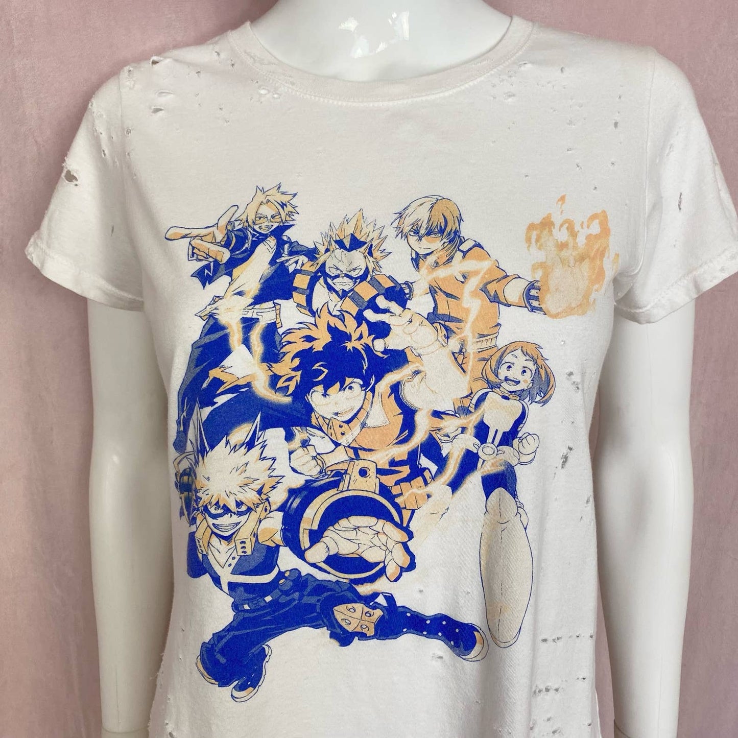 Reworked My Hero Academia Distressed Graphic Tee, Size Large