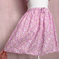 Upcycled Pink Floral Linen Blend Crop Top & Skirt Set, Size XS