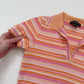 Y2K Bebe Pink Orange Ribbed Stripe Polo Top, Size Medium