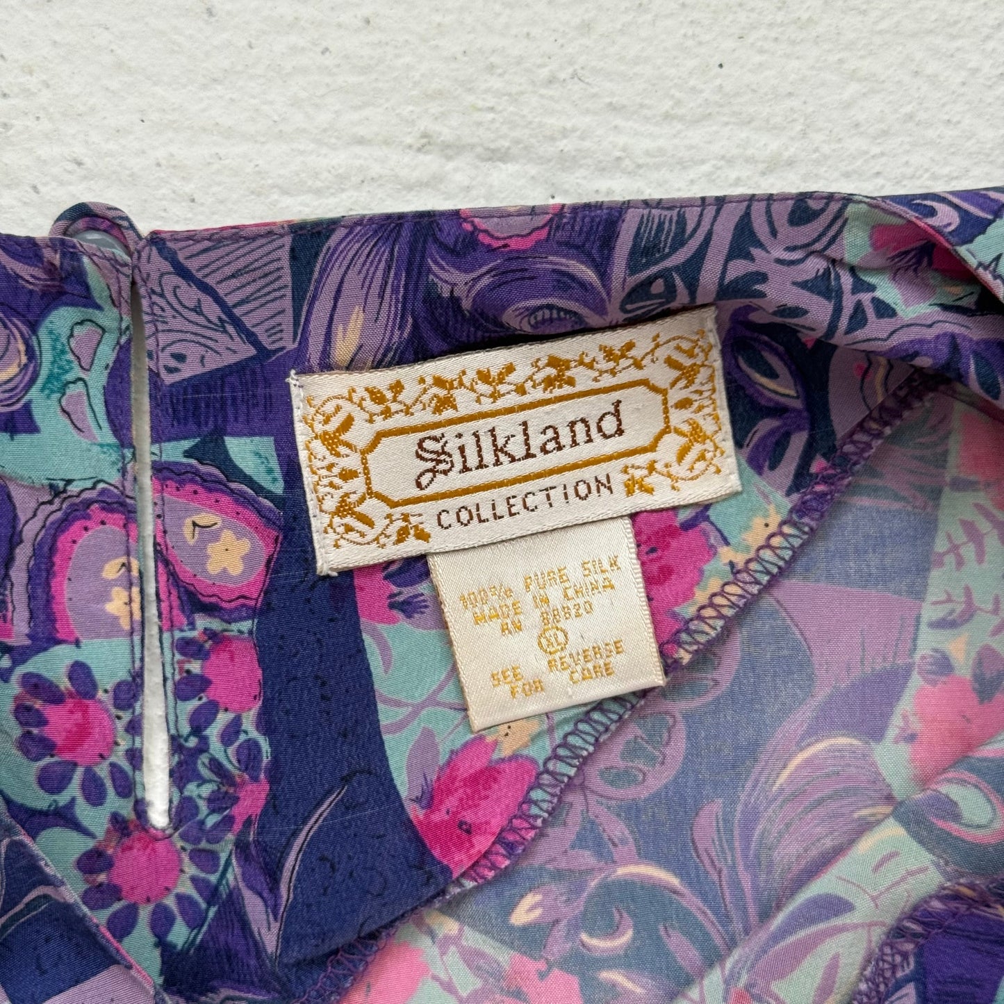 Secondhand Silkland Silk Abstract Floral Short Sleeve Top, Size XS