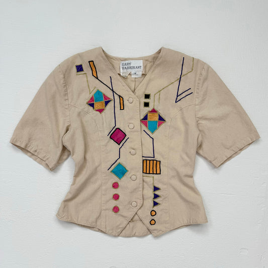 Vintage Gary Fabrikant Silk Button Up Blouse, Size 2