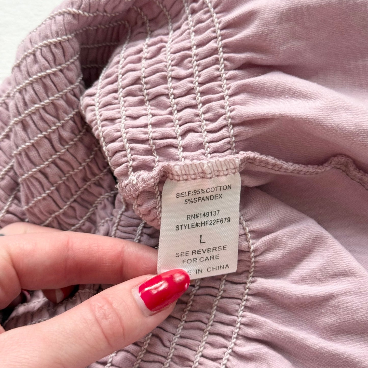 Reworked Lavender Smocked Ruffle Hem Tube Top, Size Large