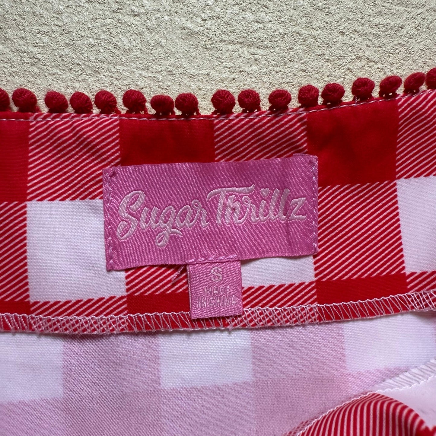 Secondhand Sugar Thrillz Red Gingham Tiered Mini Skirt, Size Small