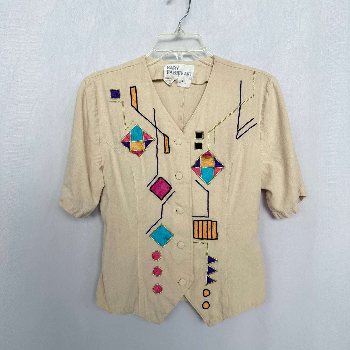 Vintage Gary Fabrikant Silk Button Up Blouse, Size 2