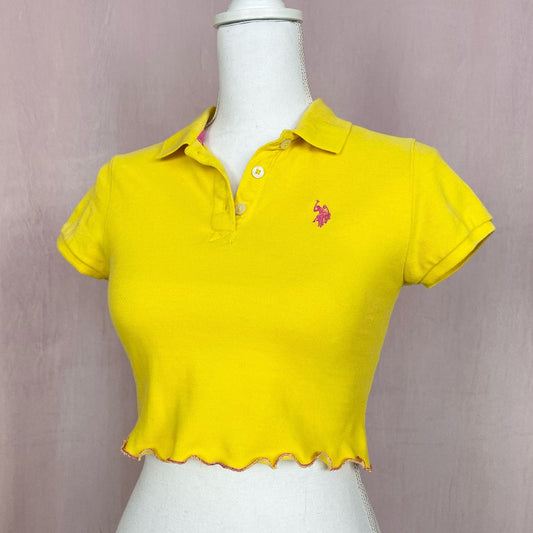 Reworked Vintage U.S. Polo Assn. Yellow Crop Top, Size XS