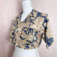 Upcycled Crop Hawaiian Shirt Button Up, Size S/M