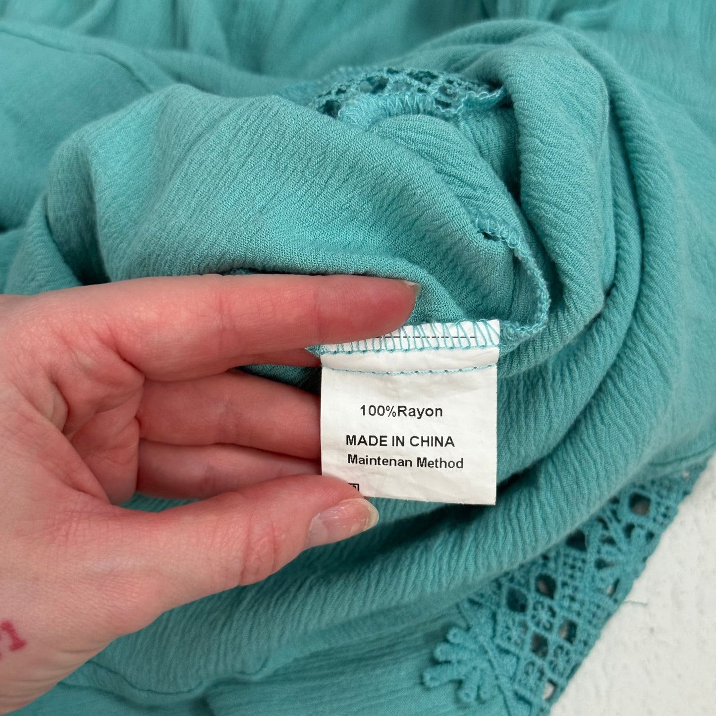 Secondhand Zesica Turquoise Strapless Smocked Boho Maxi Dress, Size Small