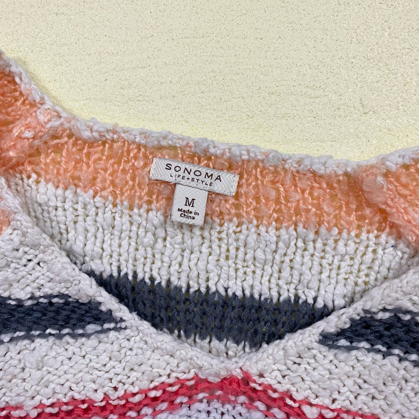 Reworked Sonoma Stripe Knit Crop Sweater, Sized Size Medium