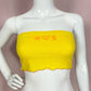 Scrap Fabric Flower Heart Money Yellow Tube Top, Size XS