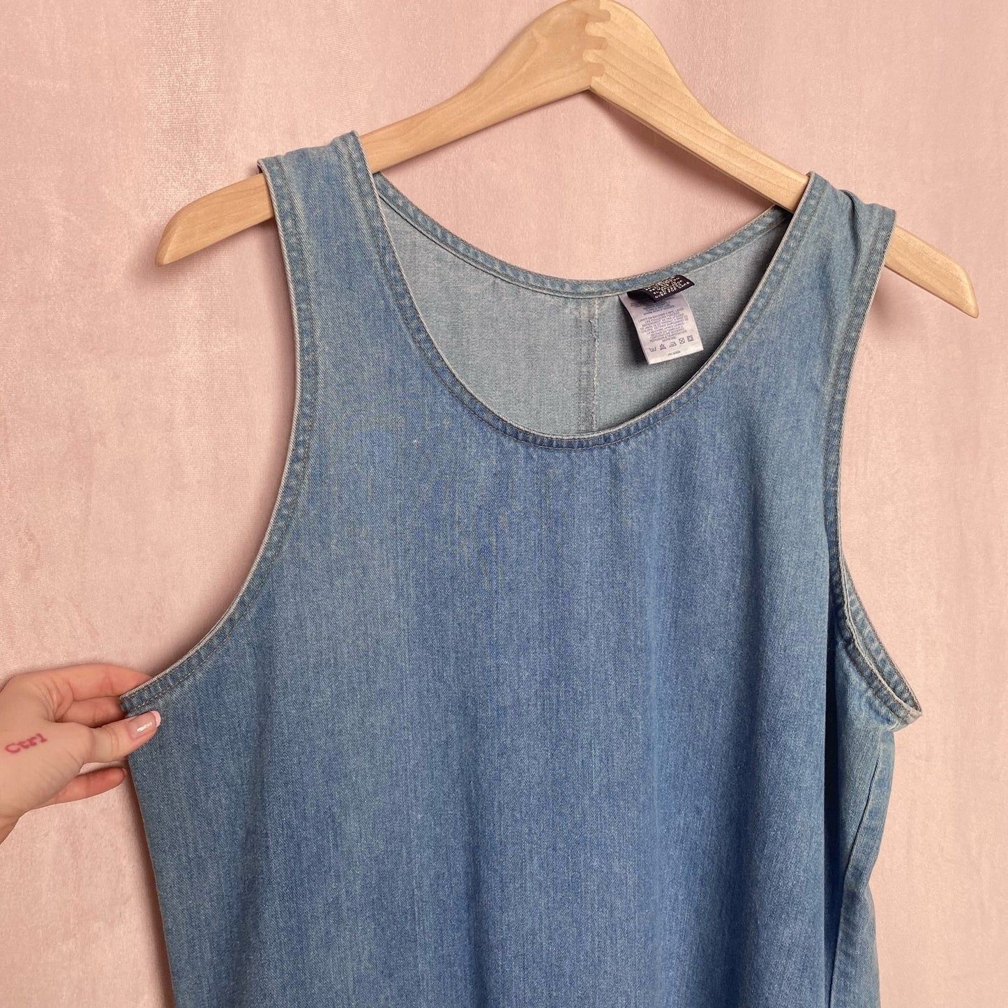 Vintage Lands' End Denim A-Line Midi Dress, Size 12