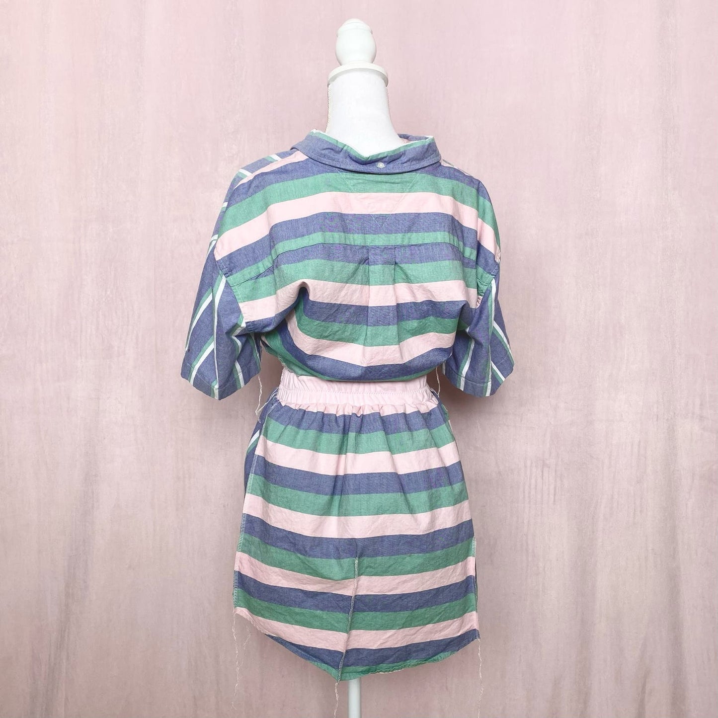 Upcycled Tommy Hilfiger Two Piece Stripe Skirt Set, Size Small