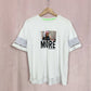 Secondhand Custom White Graphic Mesh Sleeve Tee, Size Large