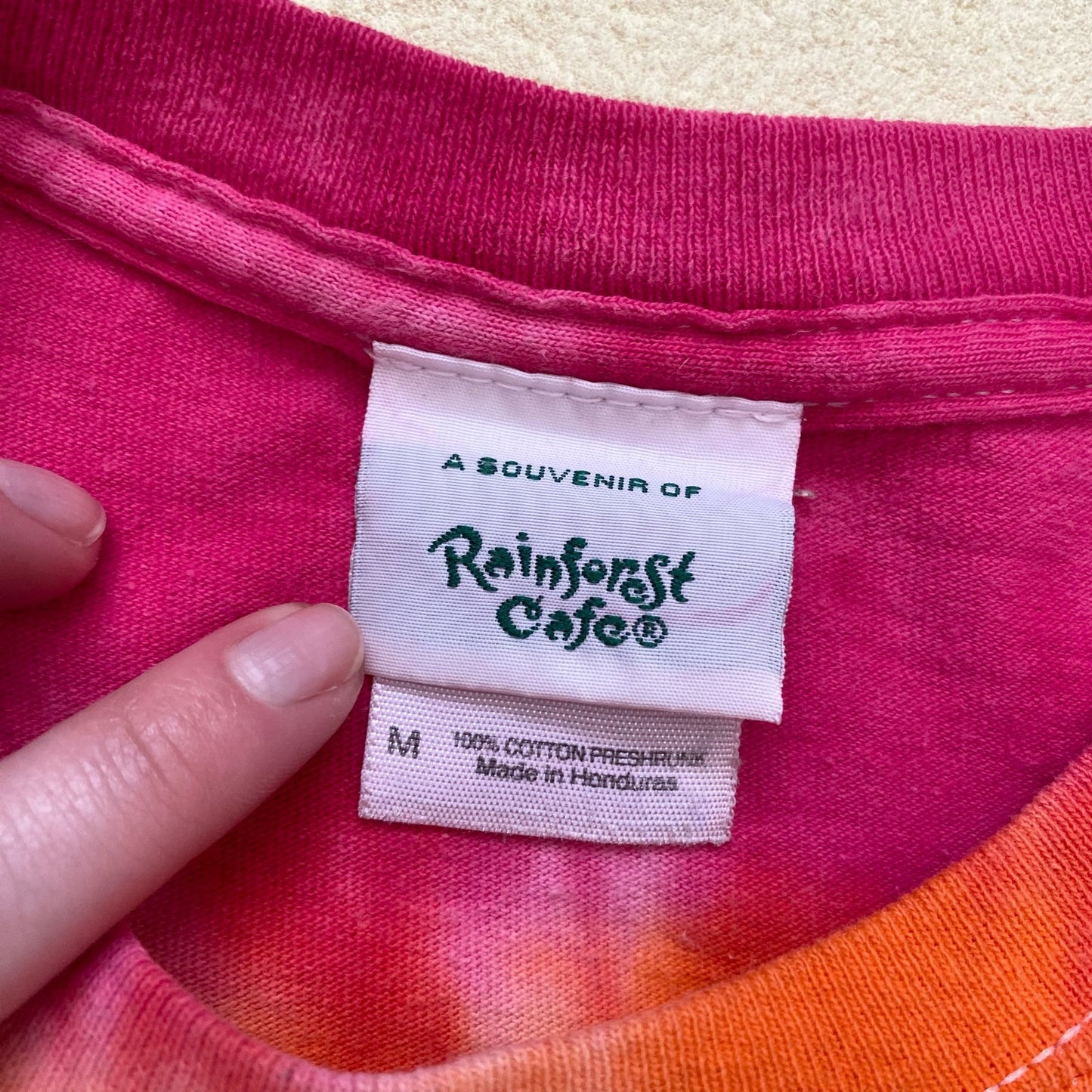 Y2K Rainforest Cafe Disney Peace Love Frogs Tie Dye T-Shirt, Size Medium