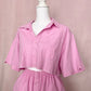 Upcycled Pink Cotton Linen Two Piece Skirt Set, Size M/L