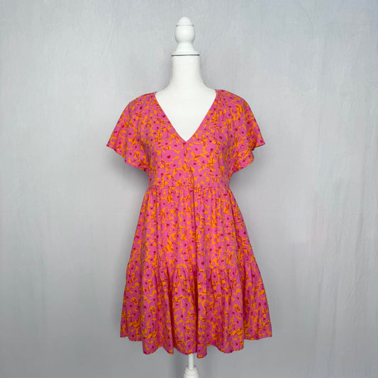 Secondhand Universal Thread Tiered Linen Blend Floral Babydoll Mini Dress, Size XS