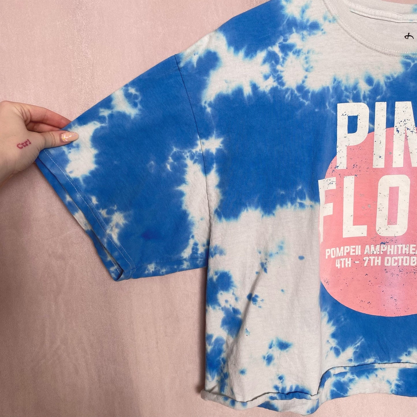 Secondhand Pink Floyd Tie Dye Crop Retro Graphic Band Tee, Size XL