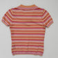 Y2K Bebe Pink Orange Ribbed Stripe Polo Top, Size Medium