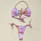 Secondhand Pink Floral Bikini & Mesh Skirt Set, Size Medium