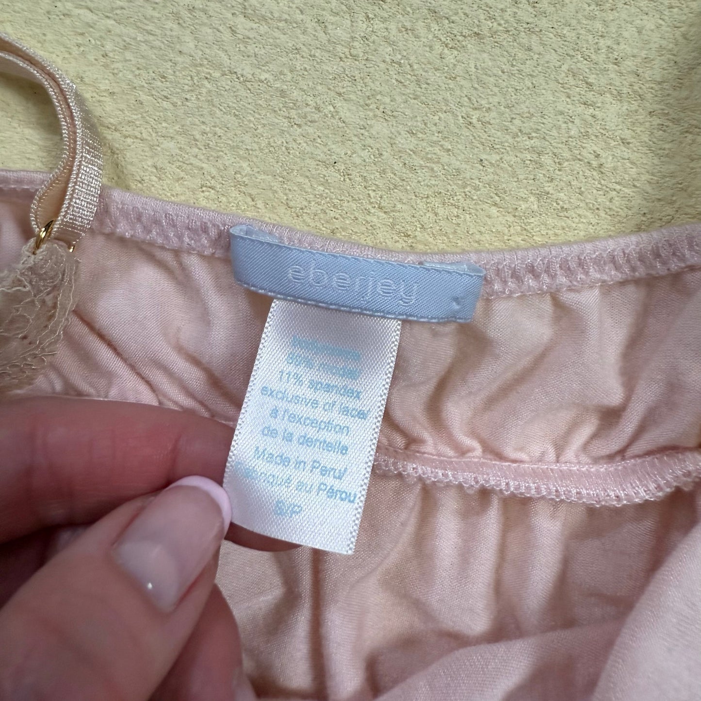 Secondhand Eberjey Lady Godiva Lace Trim Cami in Baby Pink, Size Small