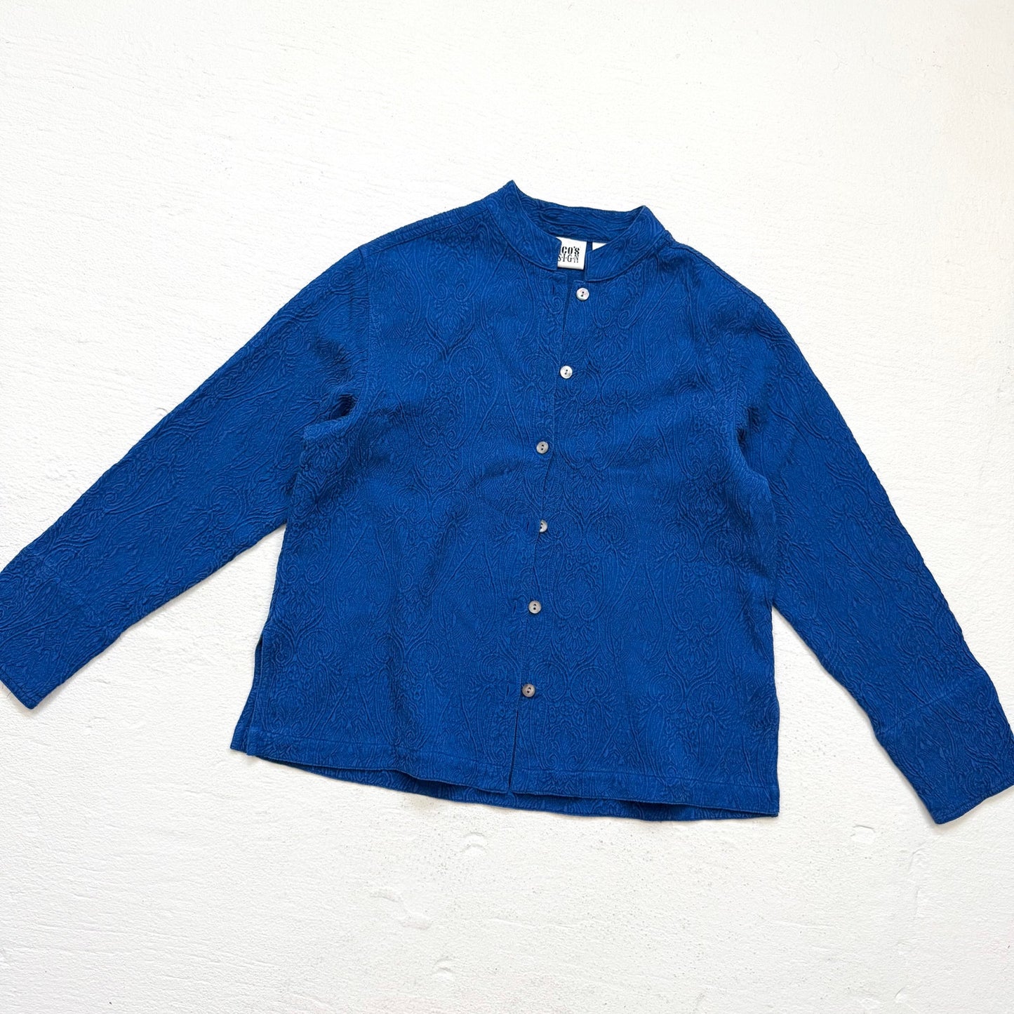 Vintage 90s Chico’s Design Silk Wool Jacquard Button Up, Size 0