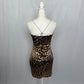 Secondhand Étophe Studios Leopard Satin Mini Dress, Size Medium