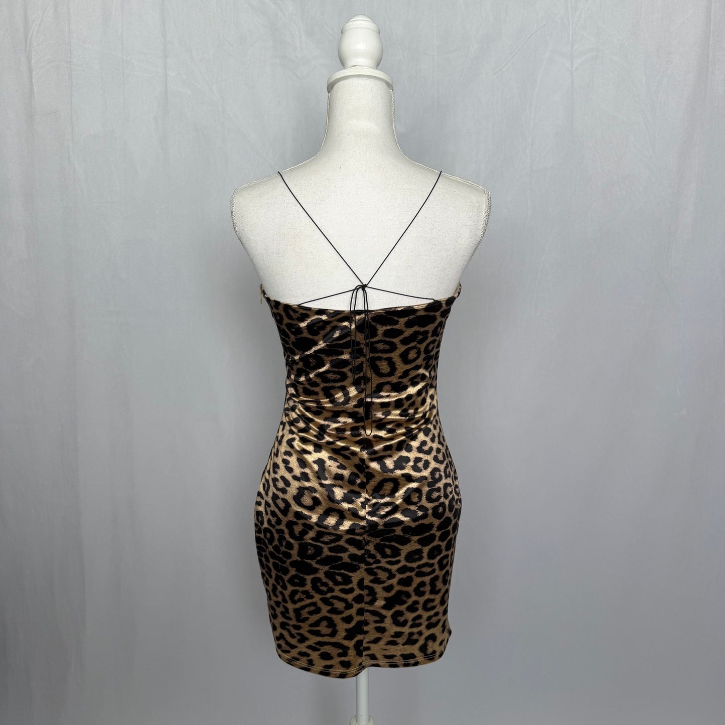Secondhand Étophe Studios Leopard Satin Mini Dress, Size Medium