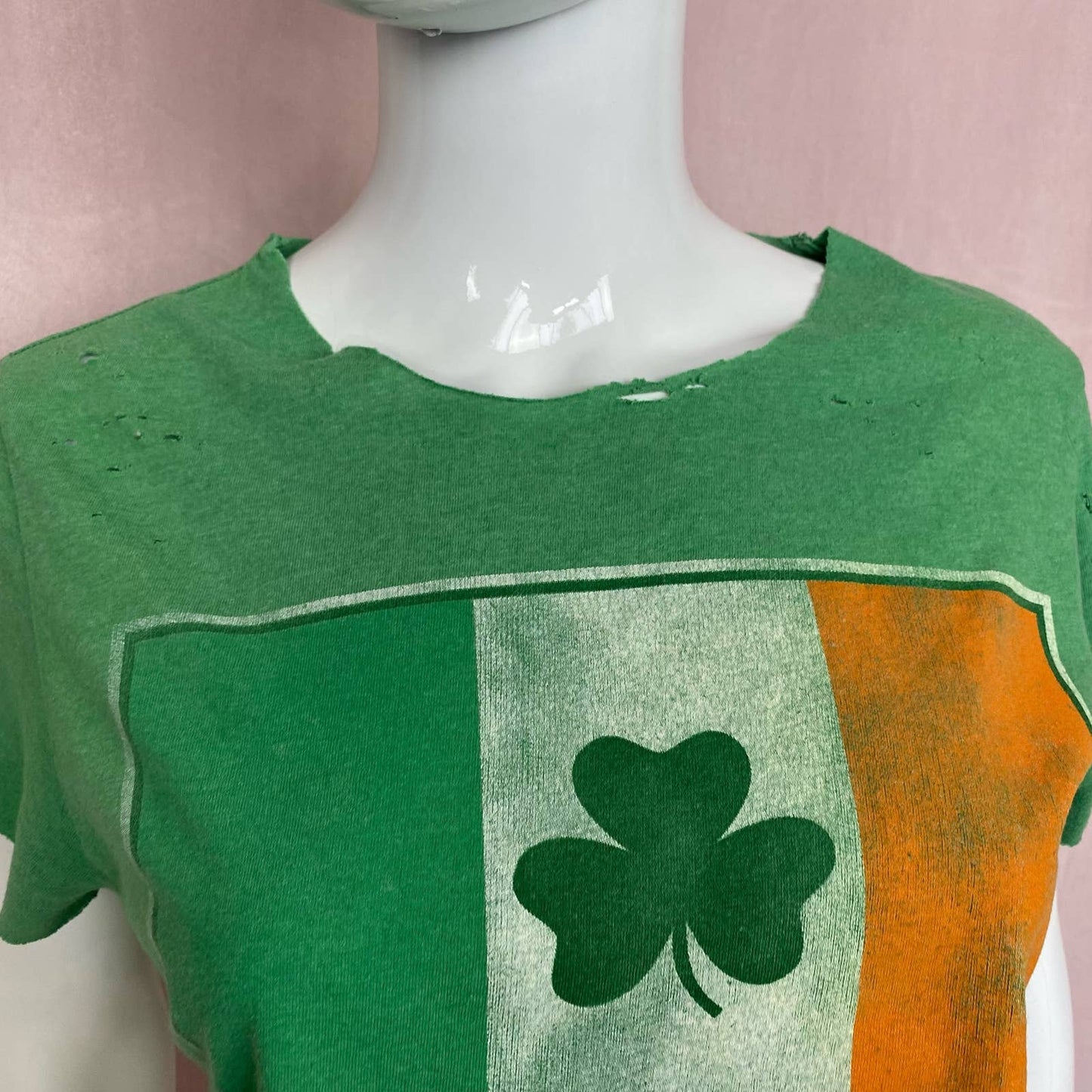 Upcycled Ireland Flag Distressed Crop Tee