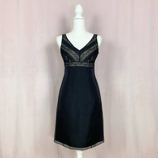 Vintage Ann Taylor Black Silk Beaded Dress, Size 2P