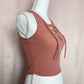 Secondhand Q Lace Up Ribbed Crop Tank Top, Size Small