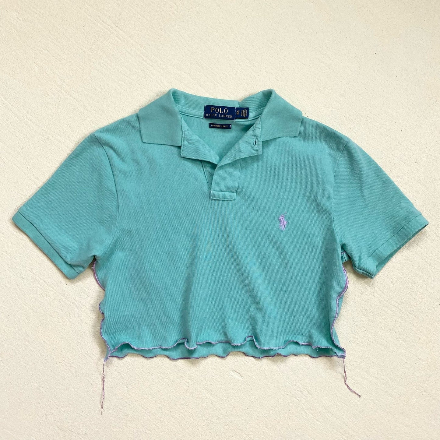 Upcycled Polo Ralph Lauren Crop Top, Size XS