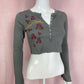 Reworked ASU Sun Devils 1/2 Button Crop Long Sleeve, Size Small