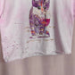 Reworked Cat Wine Distressed Pink Tee, Size Medium