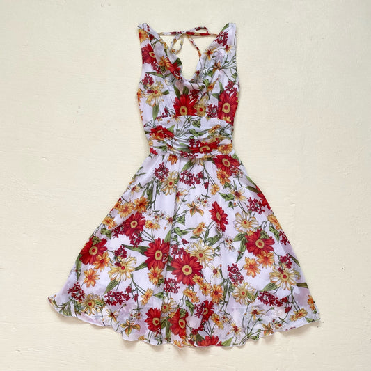 Secondhand Love Floral Cowl Neck Fit & Flare Midi Dress, Size Small