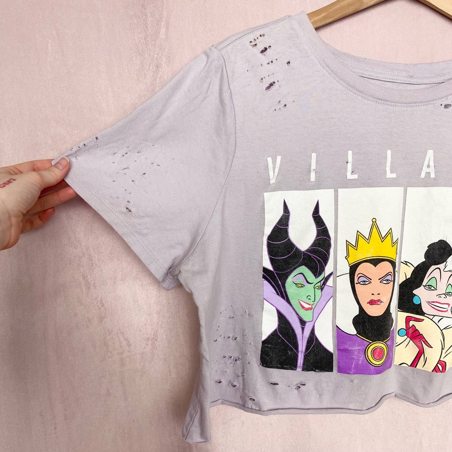 Reworked Disney Villains Distressed Crop Tee, Size 1X