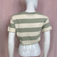 Reworked Dickies Rugby Stripe Distressed Crop Tee, Size XS