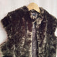 Y2K Y London Crop Brown Faux Fur Vest, Size Medium