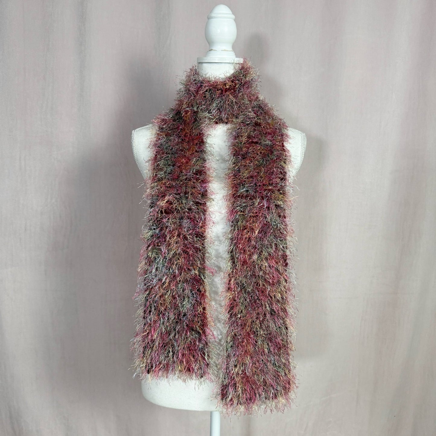 Y2K Handmade Knit Fuzzy Rainbow Scarf
