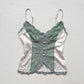 Secondhand Princess Polly Mint Green Satin Lace Button Cami Top, Size 4