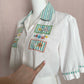 Upcycled Vintage Embroidered Crop Button Up Shirt, Size Large