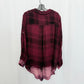 Secondhand Vintage Havana Oversized Tie Front Plaid Shirt, Size Small
