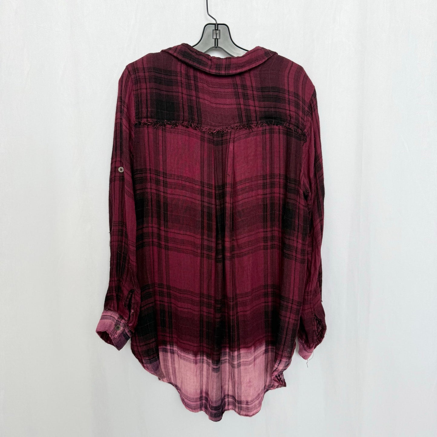 Secondhand Vintage Havana Oversized Tie Front Plaid Shirt, Size Small