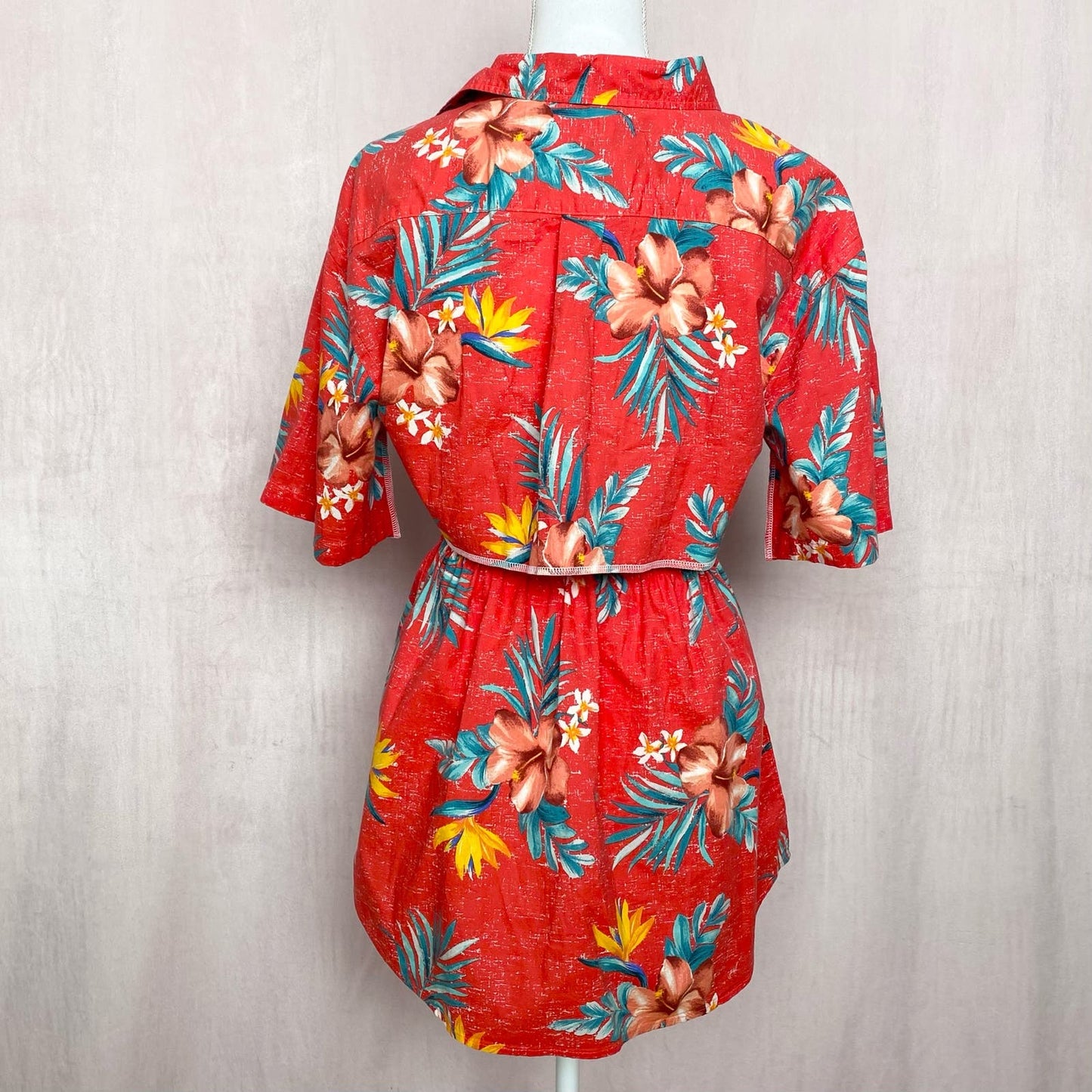 Upcycled Hawaiian Crop Button Up Shirt & Skirt Set, Size XS/S