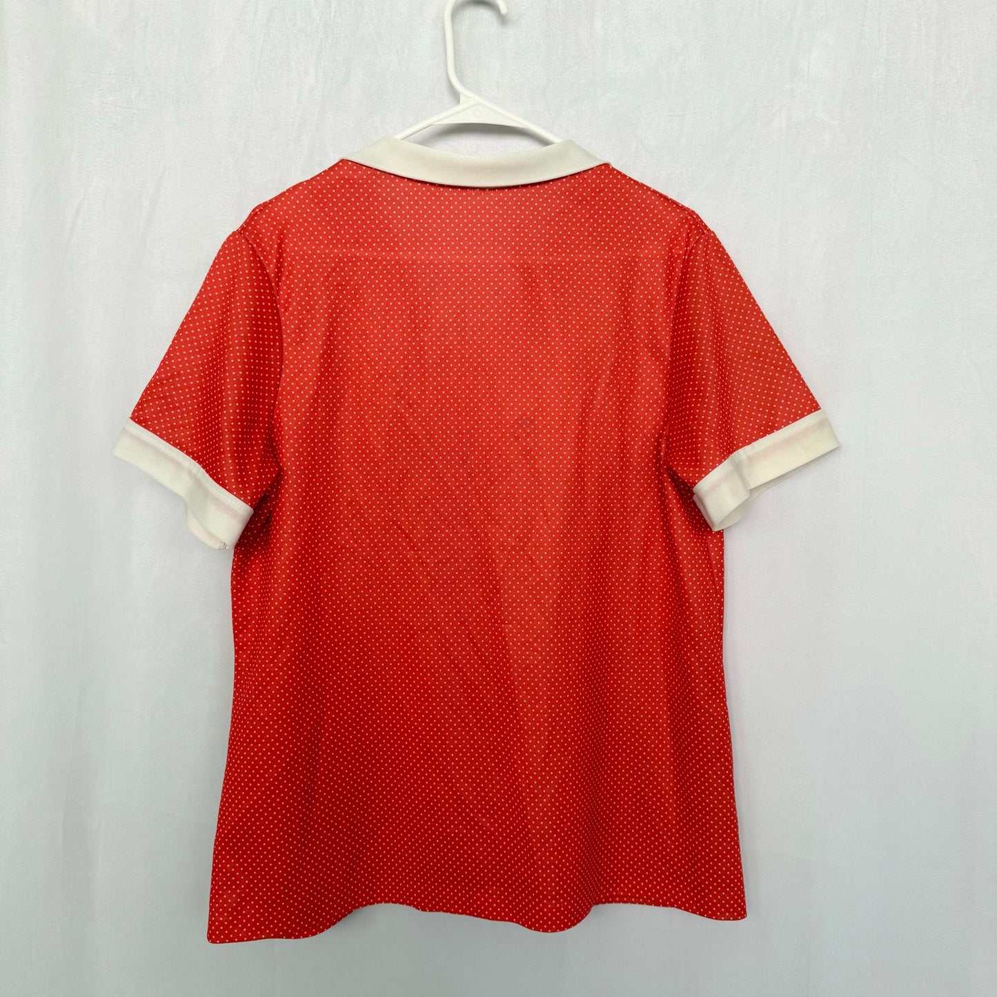 Vintage 60s Red Polka Dot Button Up Shirt, Size Large