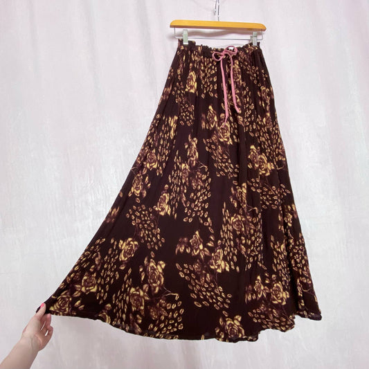 Upcycled Vintage HerStyle Floral Maxi Skirt, One Size
