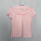 Vintage Pink Embroidered Ruffle Button Up Top, Size Small