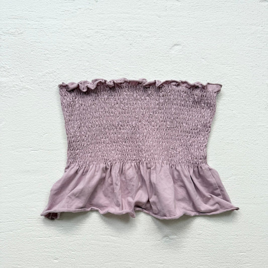 Reworked Lavender Smocked Ruffle Hem Tube Top, Size Large