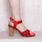 Secondhand Anthropologie Farylrobin Red Cork Sandal Heels, Size 7